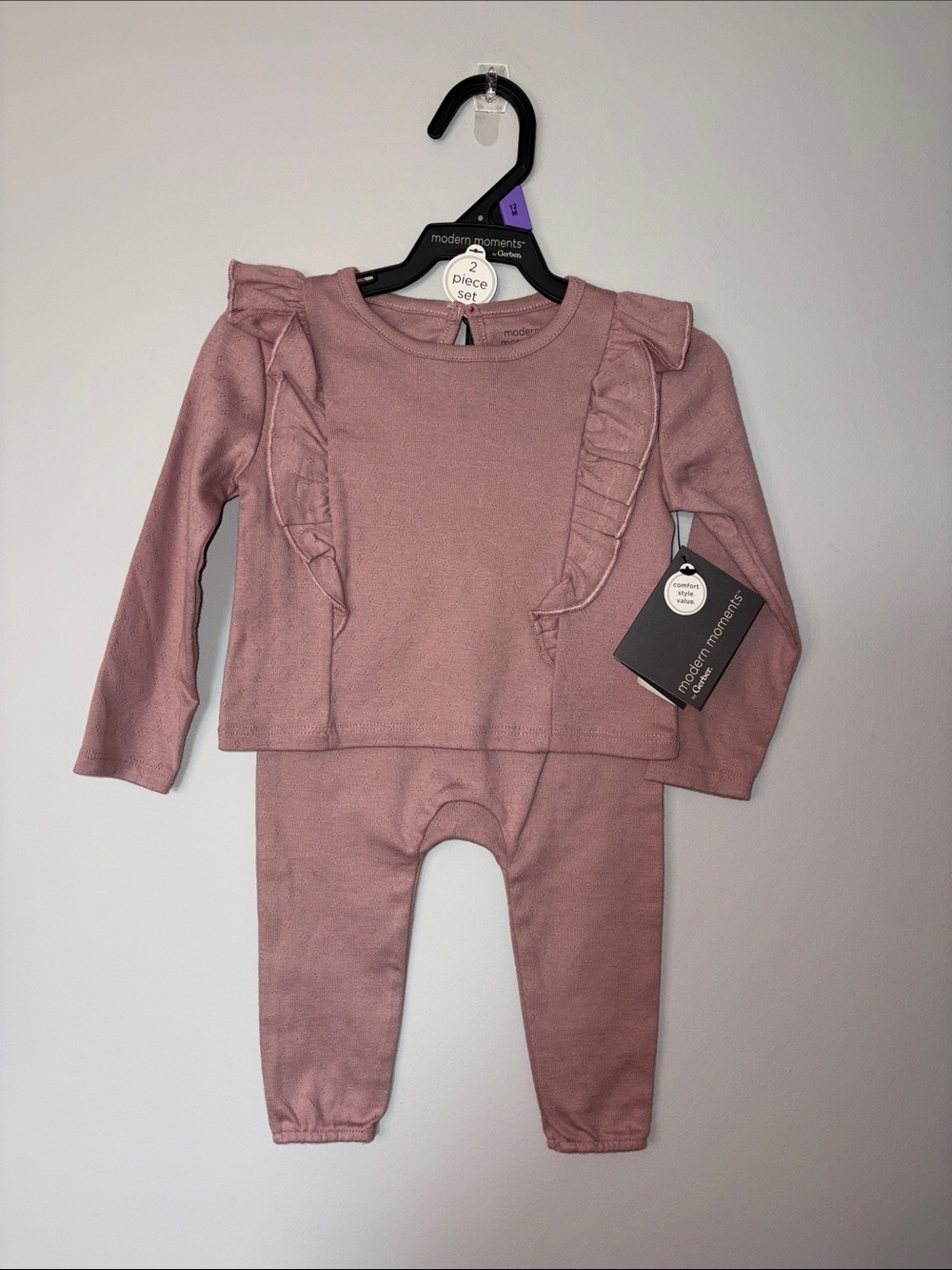 Modern Moments Mauve Ruffle Two-Piece Baby Set 12 months